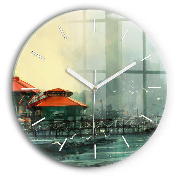 Wanduhr rund Fischerdorf
