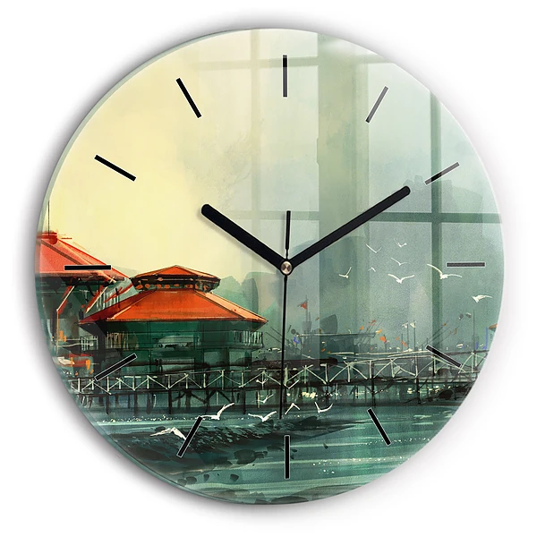 Wanduhr rund Fischerdorf