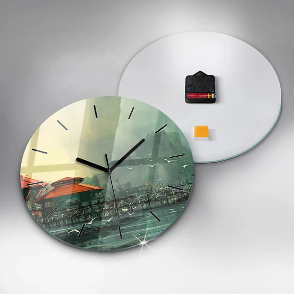 Wanduhr rund Fischerdorf