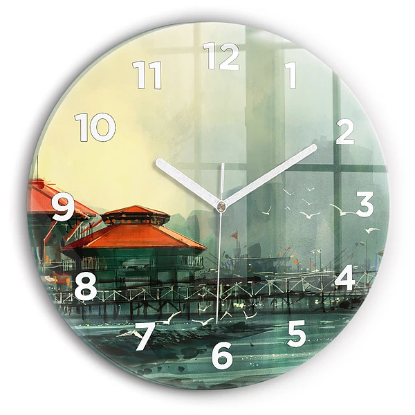 Wanduhr rund Fischerdorf