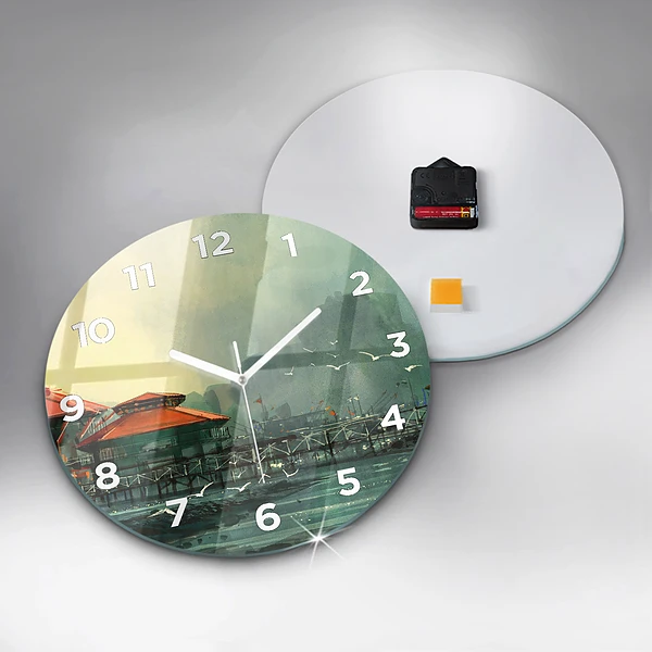 Wanduhr rund Fischerdorf
