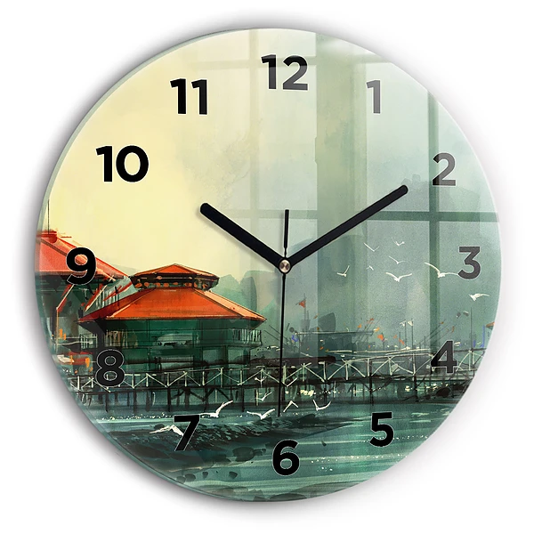 Wanduhr rund Fischerdorf
