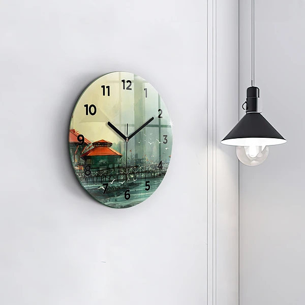 Wanduhr rund Fischerdorf