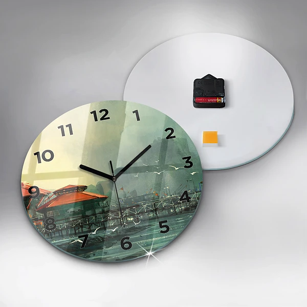 Wanduhr rund Fischerdorf