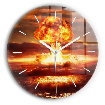 Wanduhr rund mit motiv Atombombenexplosion