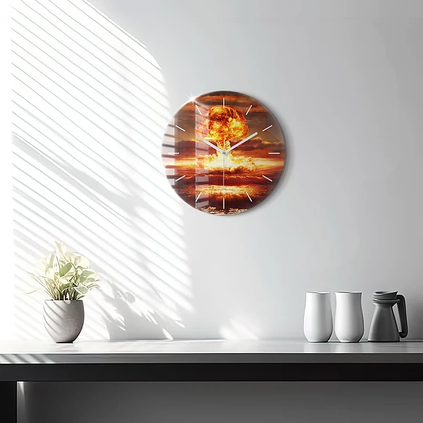 Wanduhr rund mit motiv Atombombenexplosion