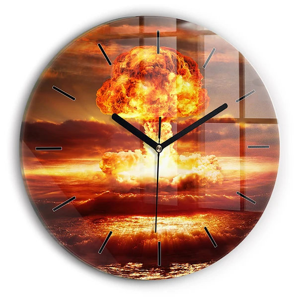 Wanduhr rund mit motiv Atombombenexplosion