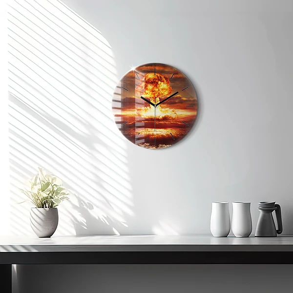 Wanduhr rund mit motiv Atombombenexplosion