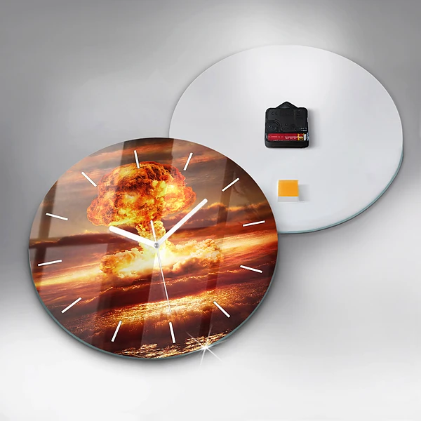Wanduhr rund mit motiv Atombombenexplosion