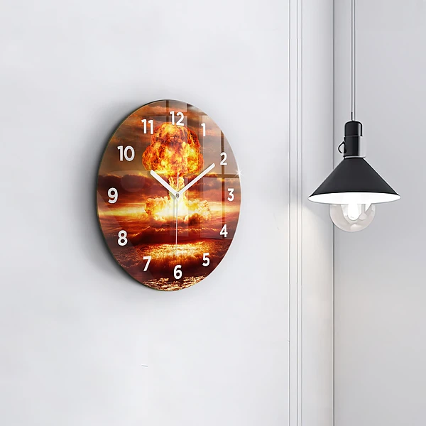 Wanduhr rund mit motiv Atombombenexplosion