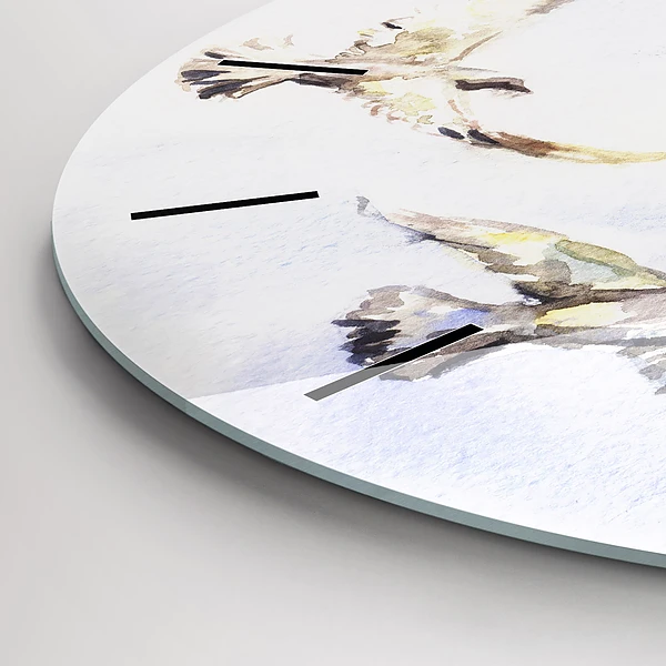 Wanduhr glas rund Fliegende Vögel