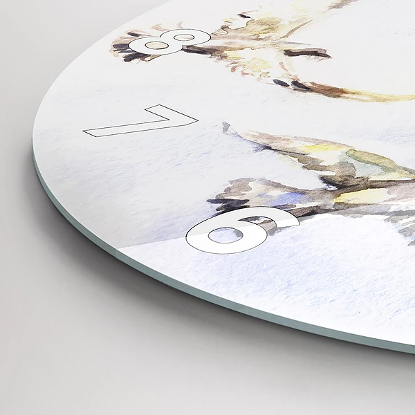 Wanduhr glas rund Fliegende Vögel