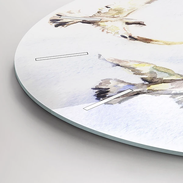 Wanduhr glas rund Fliegende Vögel