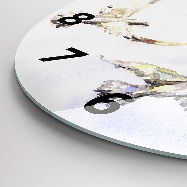 Wanduhr glas rund Fliegende Vögel