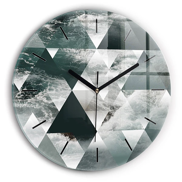 Wanduhr glas rund Meereswellen abstrakt