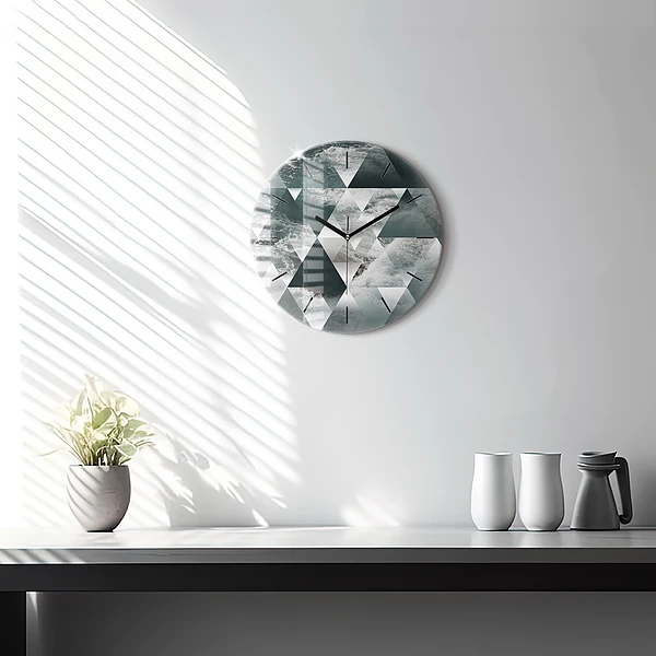 Wanduhr glas rund Meereswellen abstrakt