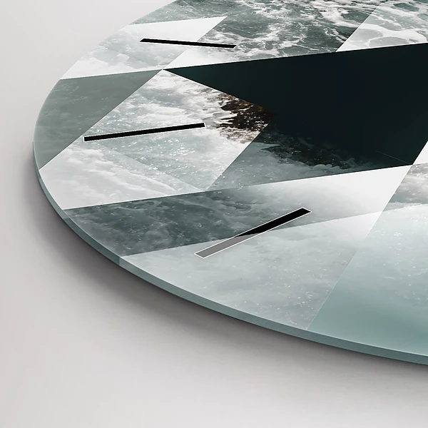 Wanduhr glas rund Meereswellen abstrakt