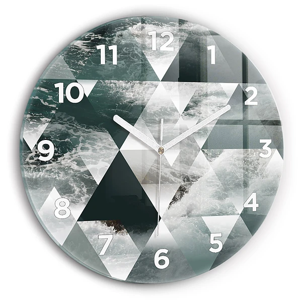Wanduhr glas rund Meereswellen abstrakt