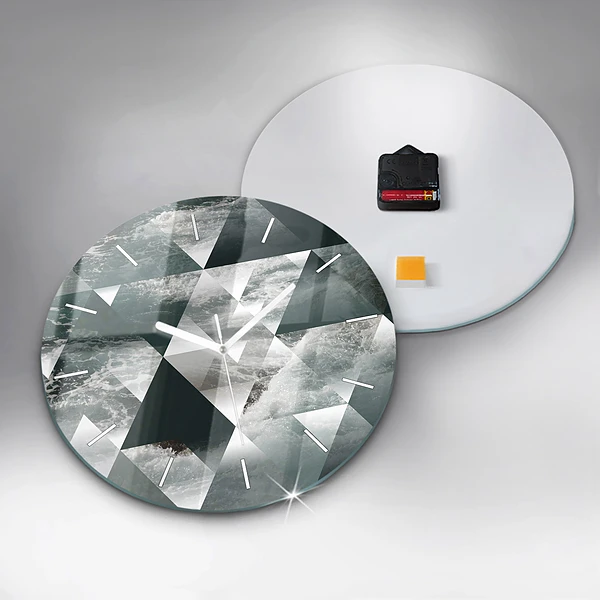 Wanduhr glas rund Meereswellen abstrakt