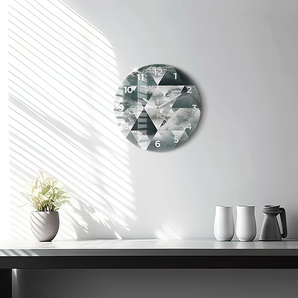 Wanduhr glas rund Meereswellen abstrakt
