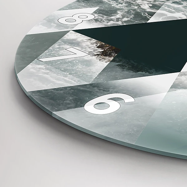 Wanduhr glas rund Meereswellen abstrakt