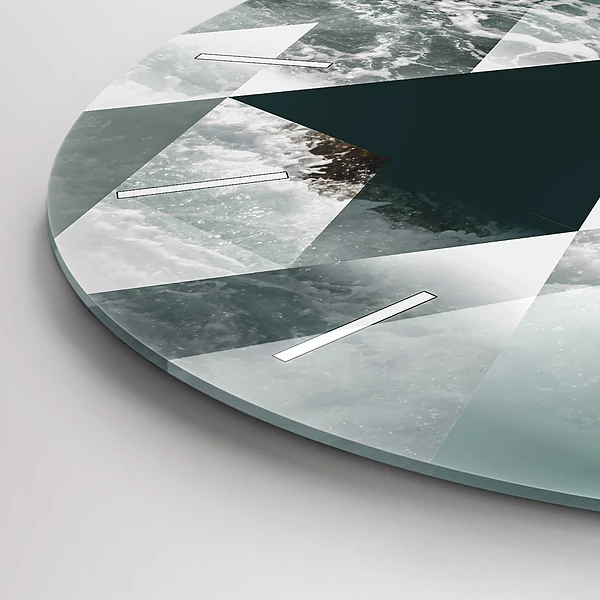 Wanduhr glas rund Meereswellen abstrakt