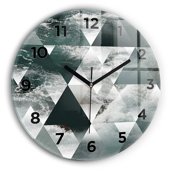 Wanduhr glas rund Meereswellen abstrakt