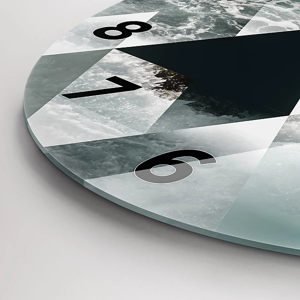 Wanduhr glas rund Meereswellen abstrakt
