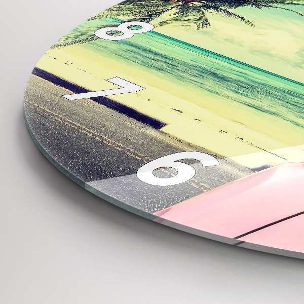 Wanduhr rund Auto mit Surfbrett