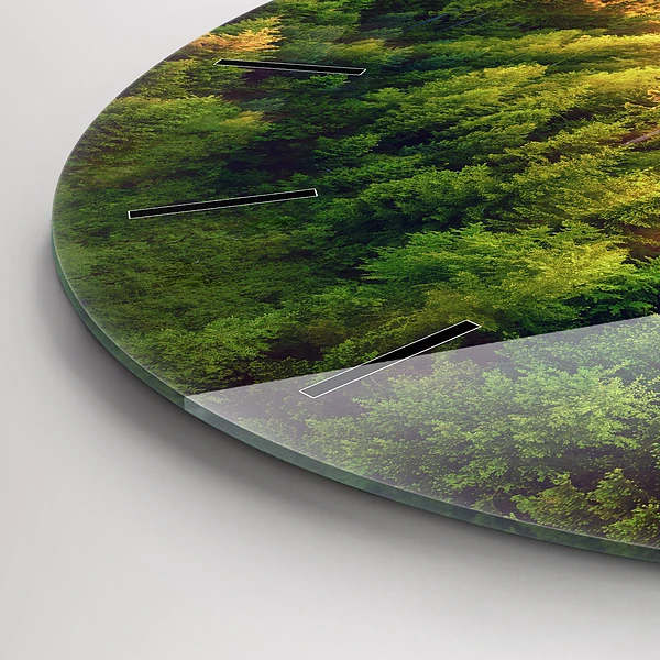 Wanduhr rund Sonnenuntergang über den Hügeln
