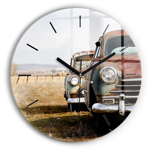Wanduhr rund Alte Autos