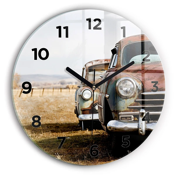 Wanduhr rund Alte Autos