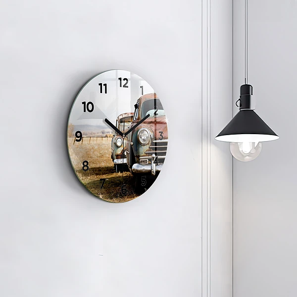 Wanduhr rund Alte Autos