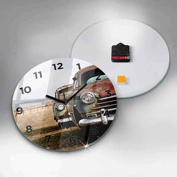 Wanduhr rund Alte Autos