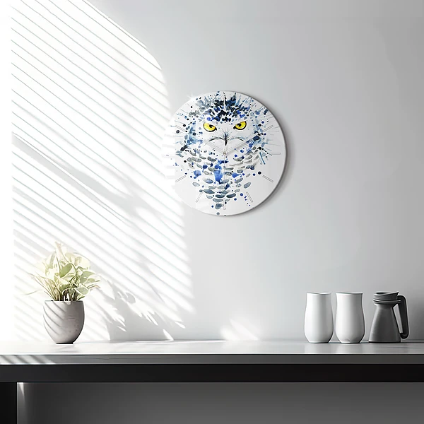 Wanduhr glas rund Eulenblick