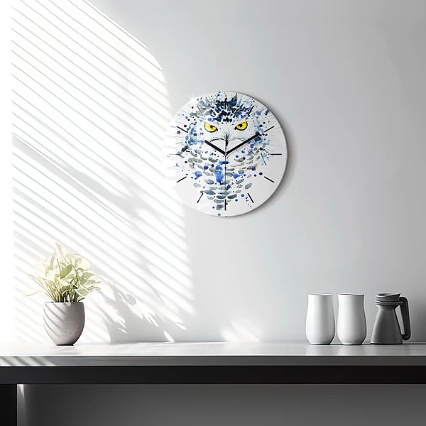 Wanduhr glas rund Eulenblick