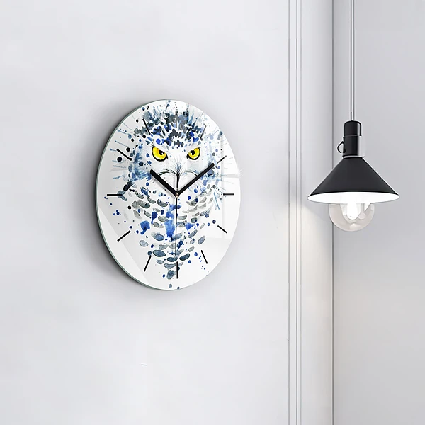 Wanduhr glas rund Eulenblick