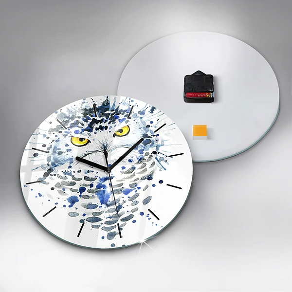 Wanduhr glas rund Eulenblick