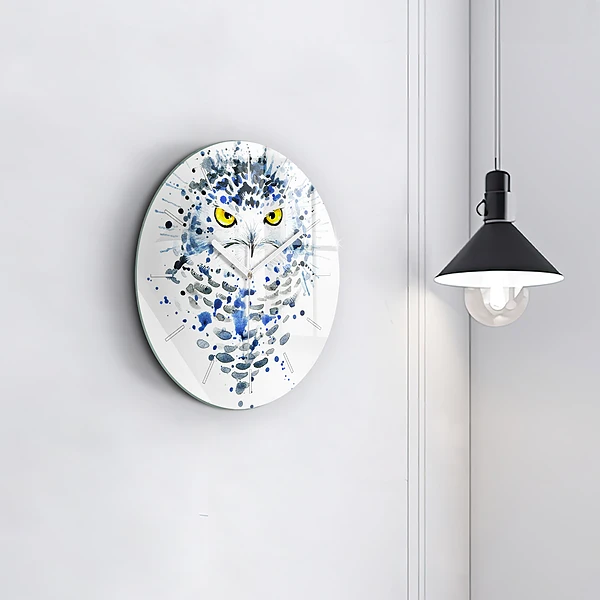 Wanduhr glas rund Eulenblick