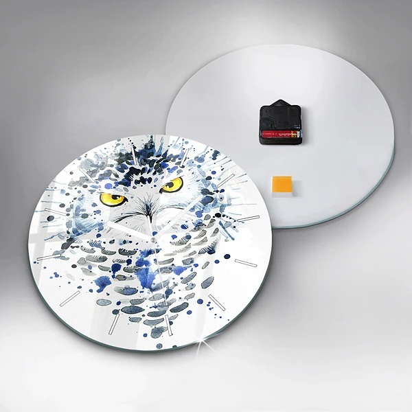 Wanduhr glas rund Eulenblick