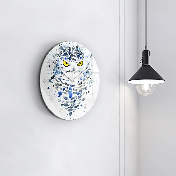 Wanduhr glas rund Eulenblick