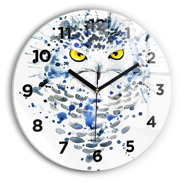 Wanduhr glas rund Eulenblick