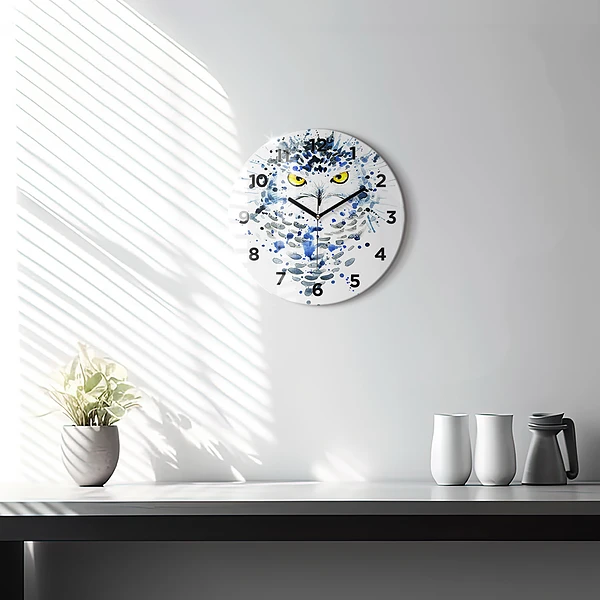 Wanduhr glas rund Eulenblick