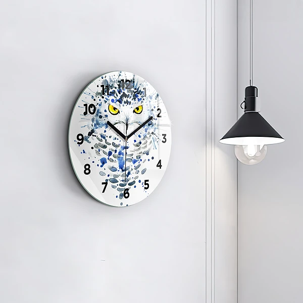 Wanduhr glas rund Eulenblick