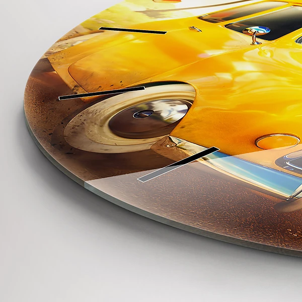 Wanduhr glas rund Auto mit Surfbrett