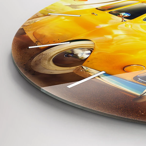 Wanduhr glas rund Auto mit Surfbrett