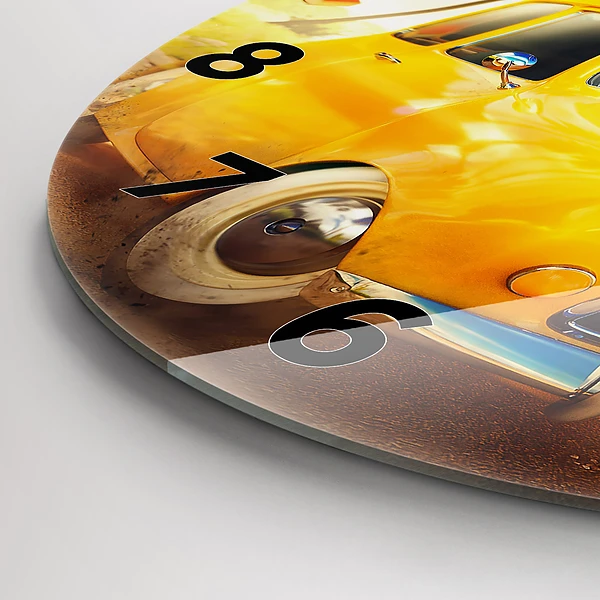 Wanduhr glas rund Auto mit Surfbrett