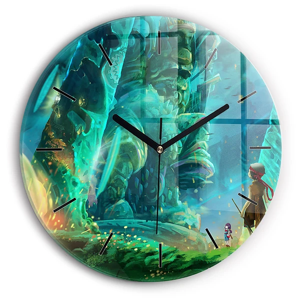 Wanduhr glas rund Kinder in einem Märchenwald