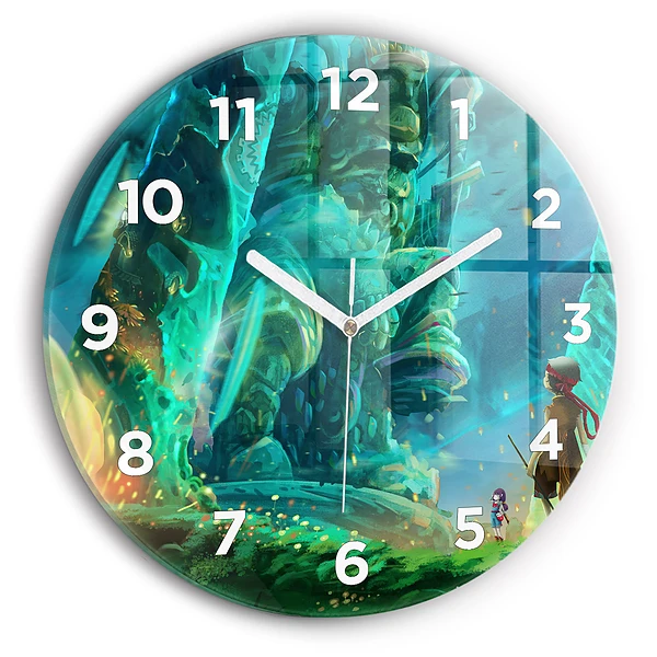 Wanduhr glas rund Kinder in einem Märchenwald