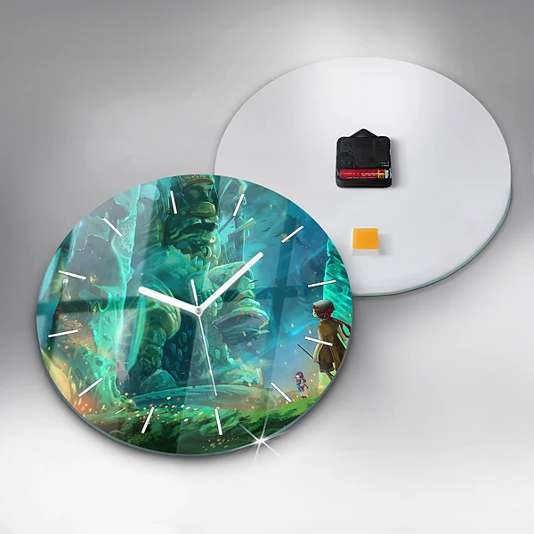 Wanduhr glas rund Kinder in einem Märchenwald
